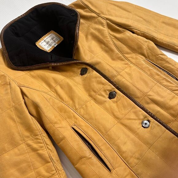 Vtg Lone Pine American Made Leather Jacket XS Tan Brown Trim Wool Cashmere Lined - Picture 16 of 16